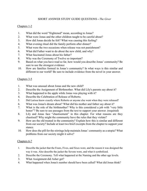 Short answer study guide questions the giver. - Mcgraw hill companies frankenstein study guide answers.